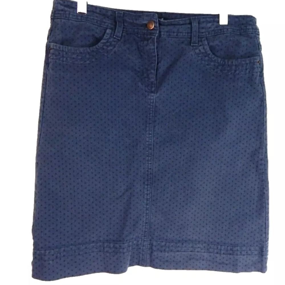 Boden Printed Denim Pencil Skirt